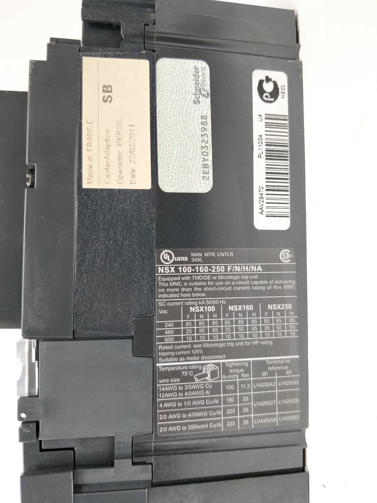 Schneider Electric NSX 100-160-250 F/N/H/NA