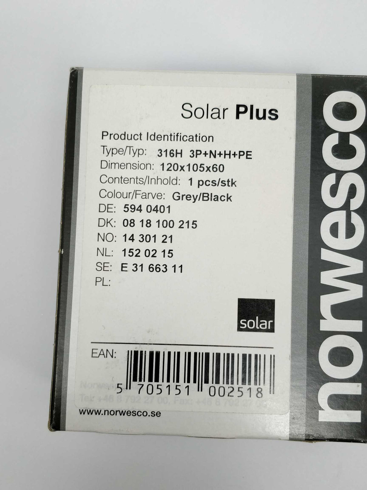 Norwesco SA 316H SA 316H Solar Plus Safety Switch 3P+N+H+PE