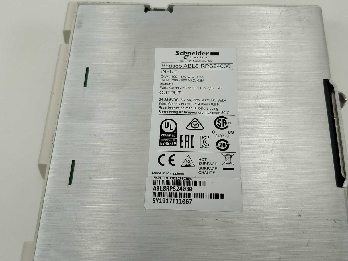 Schneider Electric ABL8RPS24030 Power Supply, 24V 3A