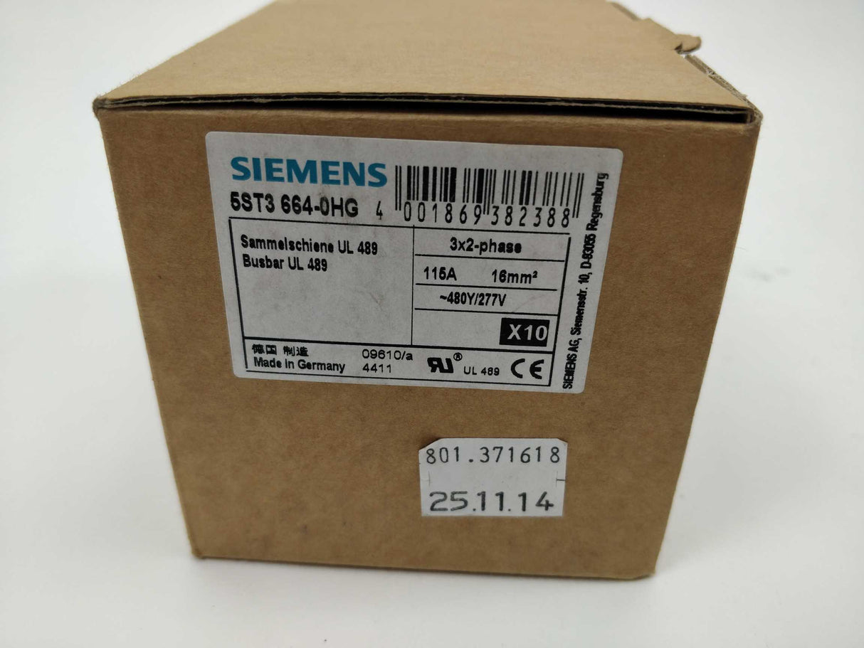 Siemens 5ST3664-0HG Busbar UL 489 10 Pcs.