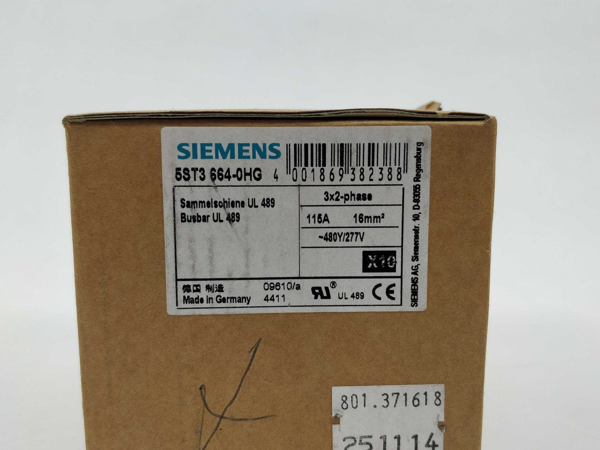 Siemens 5ST3664-0HG Busbar UL 489 3 Pcs.