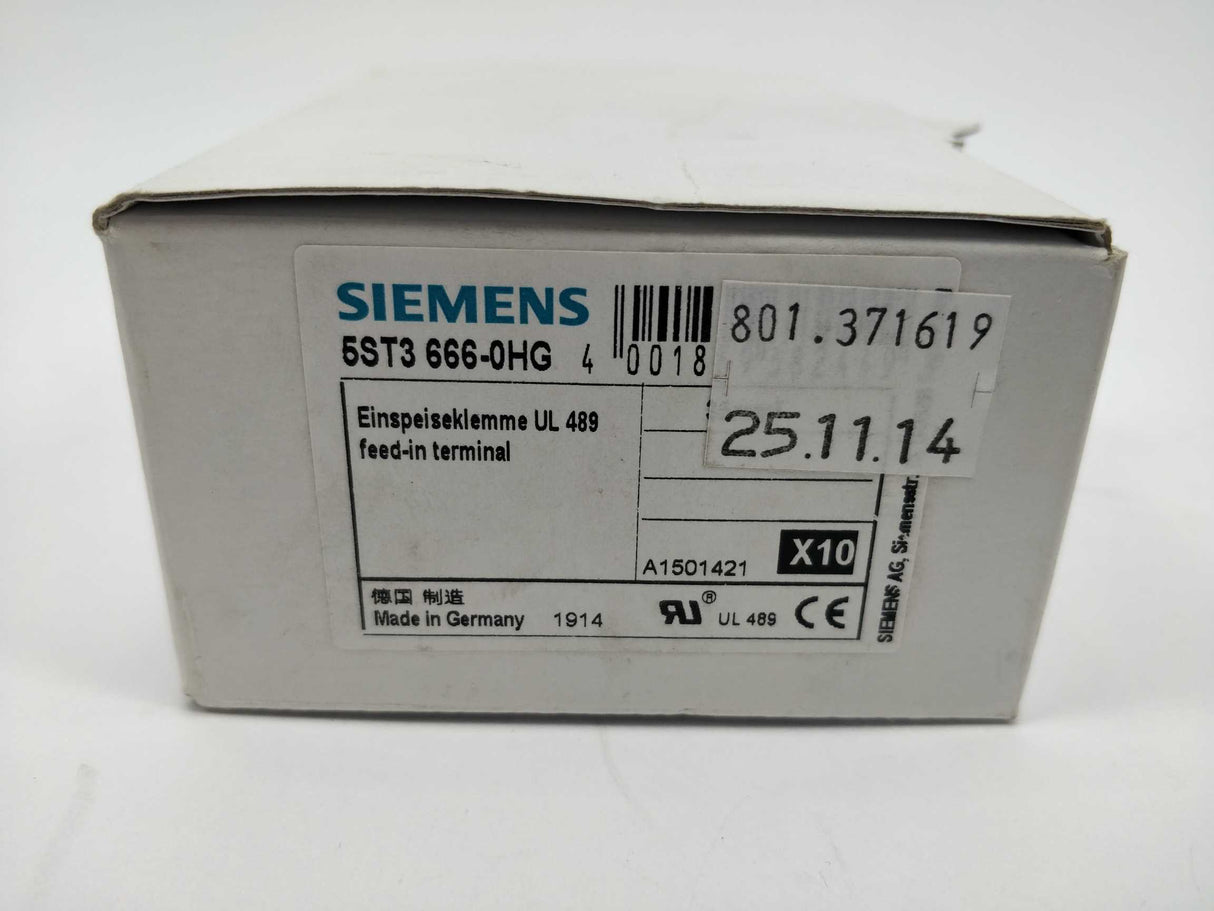 Siemens 5ST3666-0HG Feed-in Terminal 10 Pcs.