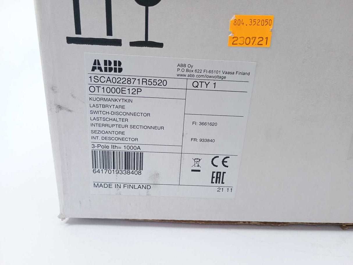 ABB OT1000E12 1SCA101547R1001 Switch Disconnector