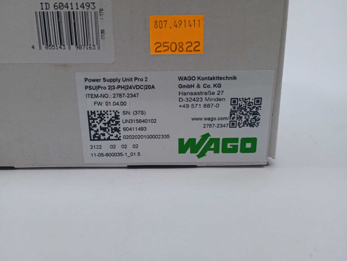 Wago 2787-2347 Power Supply Unit Pro 2 PSU 24V 20A