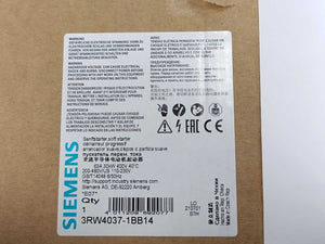 Siemens 3RW4037-1BB14 SIRIUS Soft Starter AC Semiconductor Motor Starter