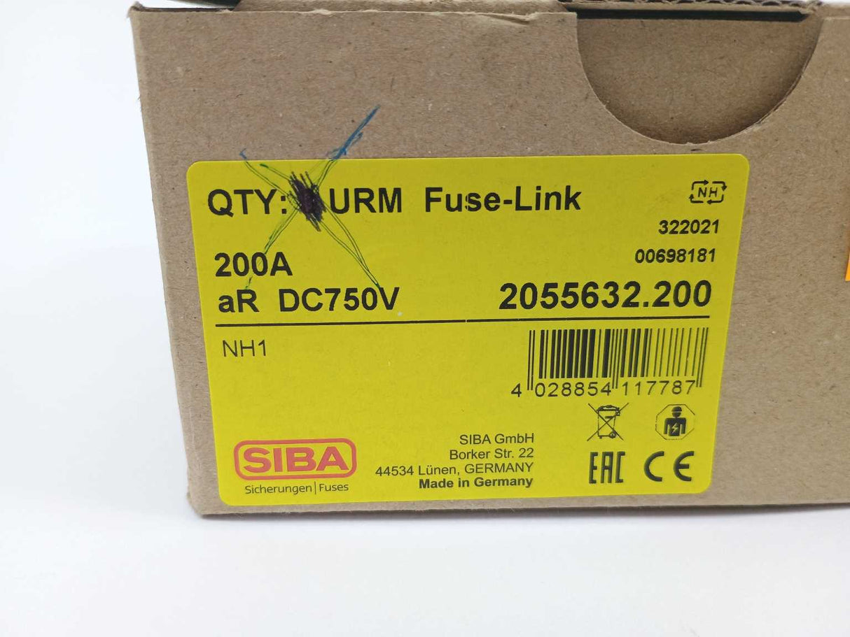 SIBA 2055632.200 Fuse-Link 200A NH1