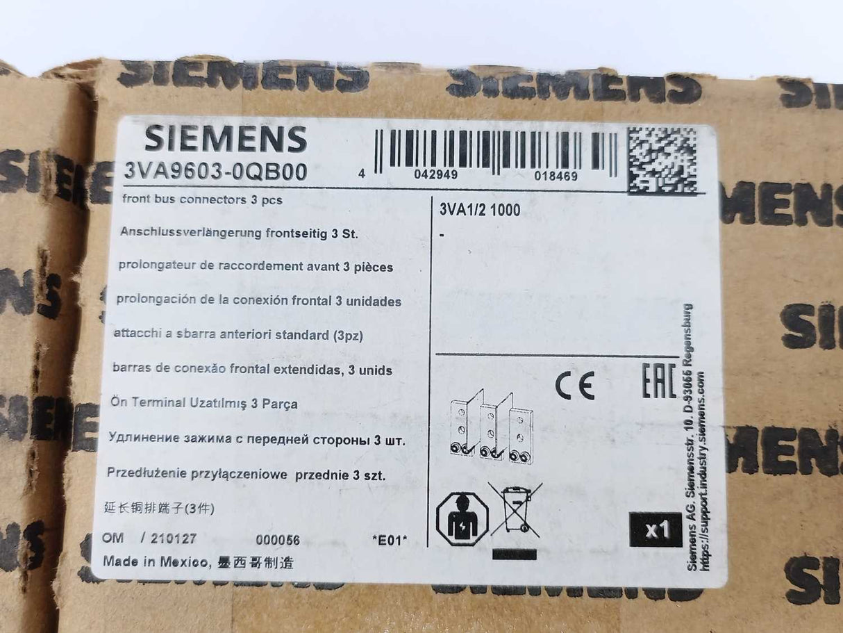 Siemens 3VA9603-0QB00 Front bus connectors 3 pcs.