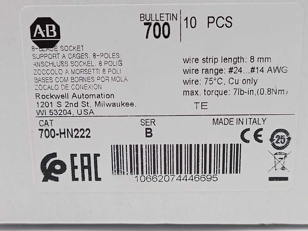 AB 700-HN222 SER. B 8-Blade Socket 10 pieces