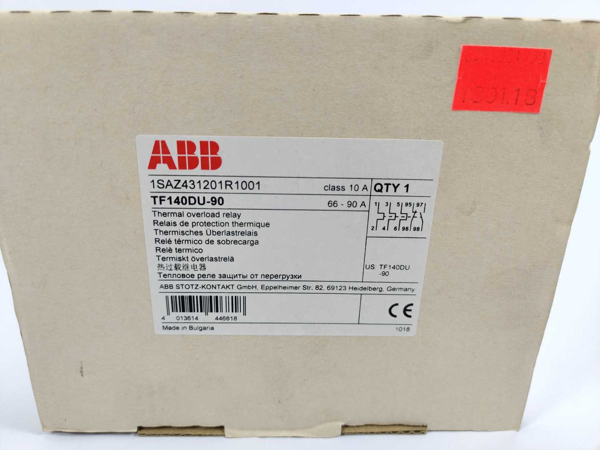 ABB 1SAZ431201R1001 TF140DU-90 Thermal Overload Relay 66 ... 90 A