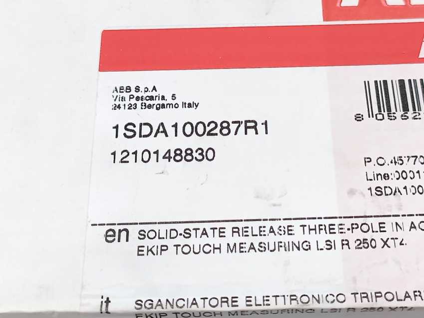 ABB 1SDA100287R1 Ekip Touch Measuring LSI In=250A XT4 3p