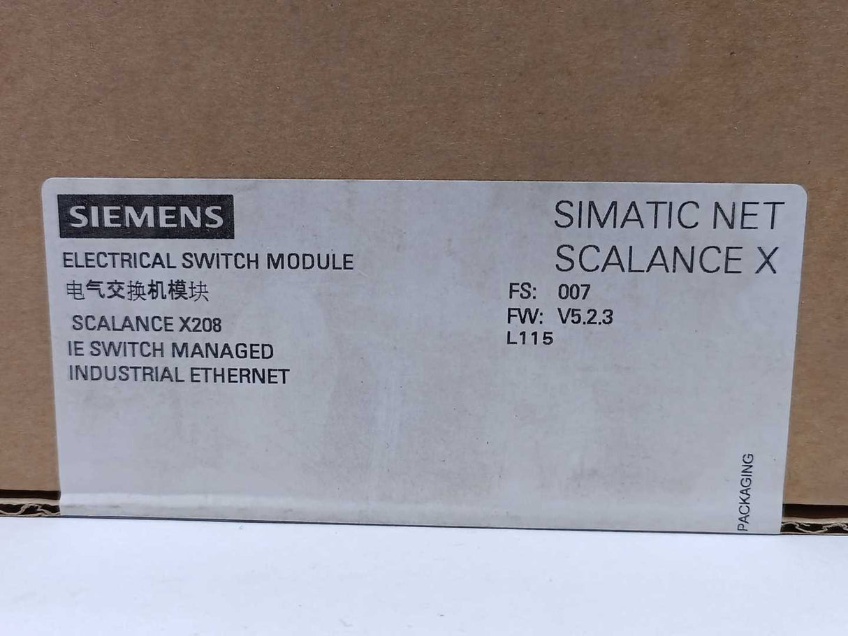 Siemens 6GK5208-0BA10-2AA3 SCALANCE X208 IE Switch Managed Industrial Ethernet