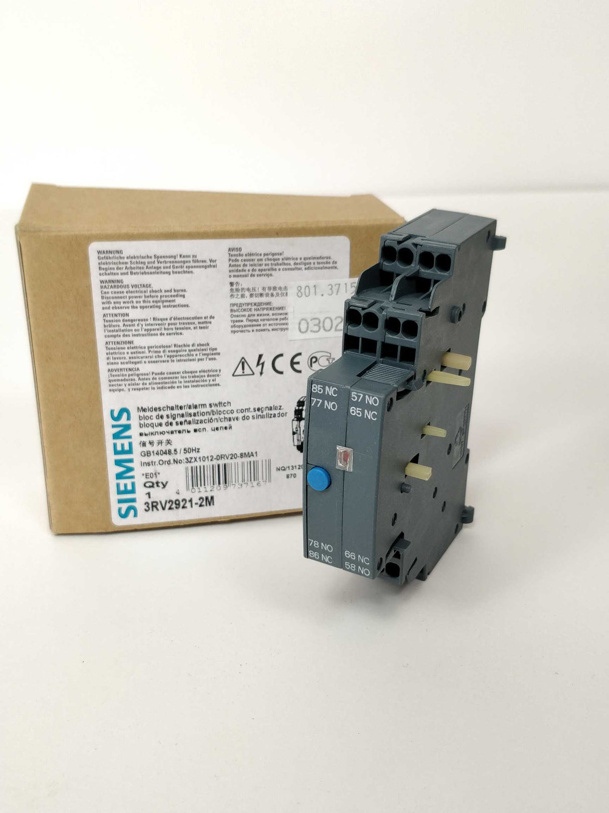 Siemens 3RV2921-2M Alarm switch