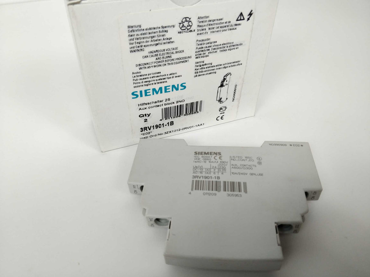 Siemens 3RV1901-1B Aux: contact block 2NO