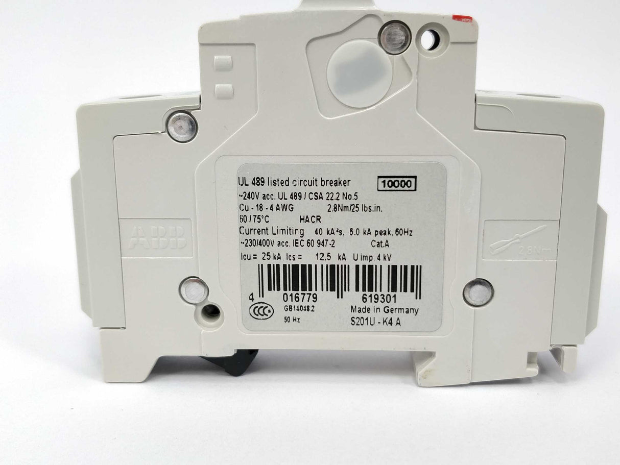 ABB S201U-K Miniature Circuit Breaker - S200U - 1P - K - 2 ampere