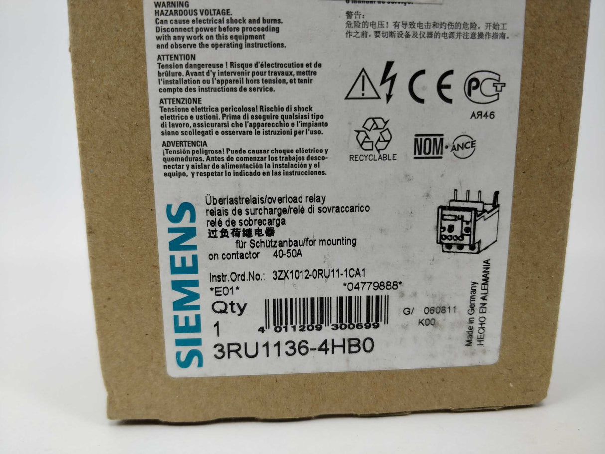 Siemens 3RU1163-4HB0 Overload relay