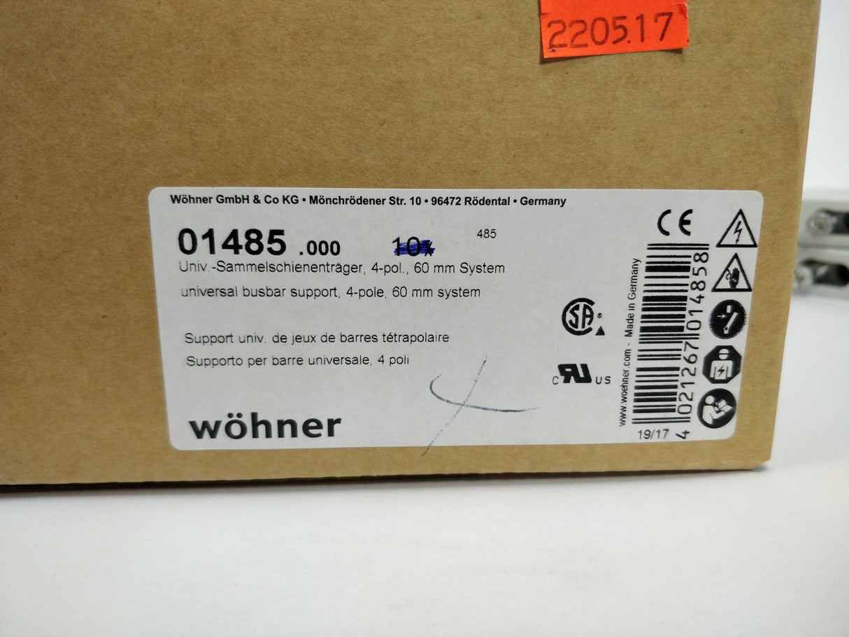 wöhner 01485 UNIVERSAL BUSBAR SUPPORT 2 Pcs