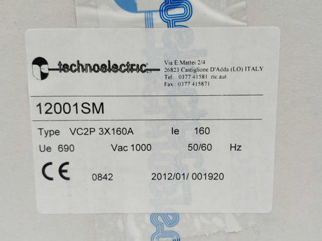 Technoelectric 12001SM VC2P 3X160A Disconnector switch