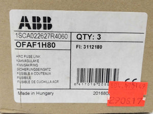 ABB 1SCA022627R4060 OFAF1H80 fuse 500V 80A 3pcs