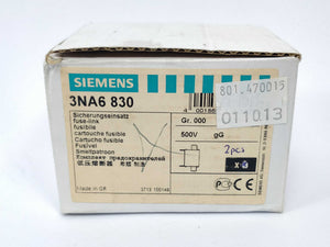 Siemens 3NA6830 Fuse NH000 100A 500V 2pcs