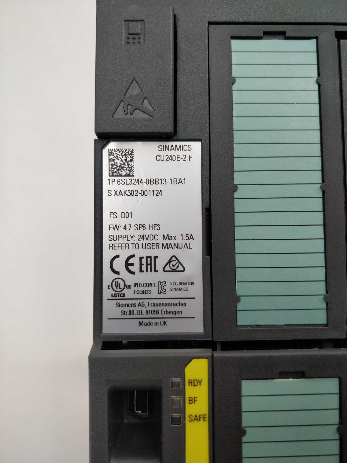 Siemens 6SL3244-0BB13-1BA1 Control unit CU240E-2 F