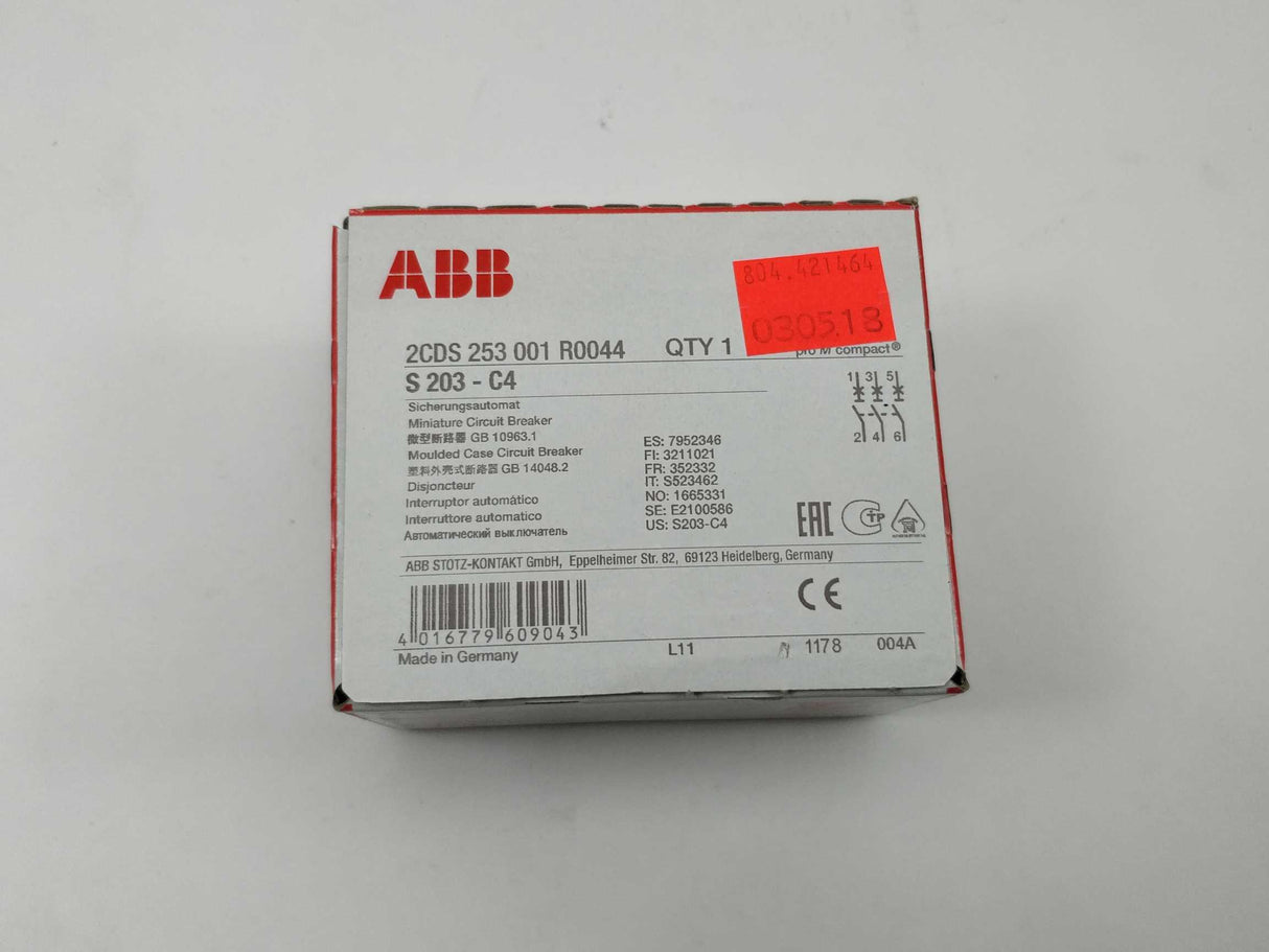 ABB 2CDS253001R0044 S203-C4