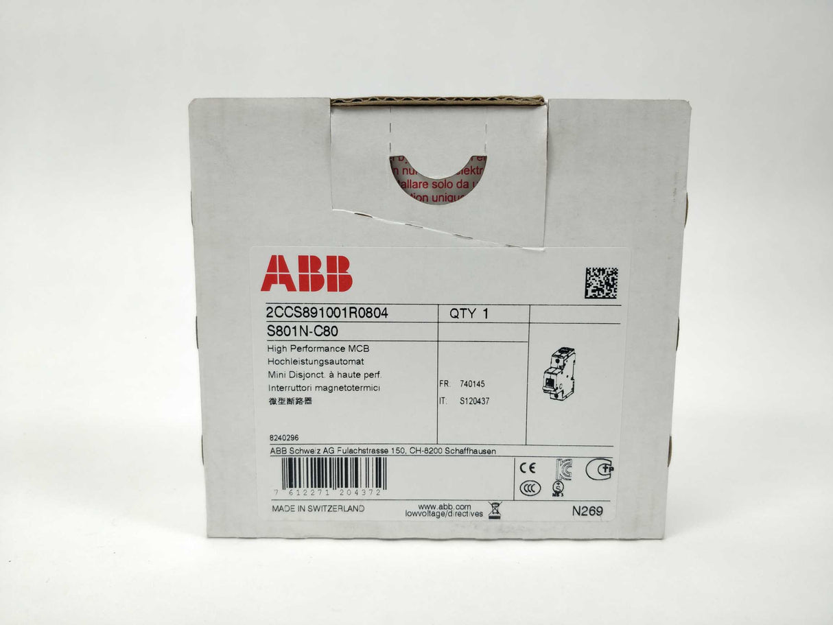 ABB 2CCS891001R0804 S801N-C80 High performance MCB