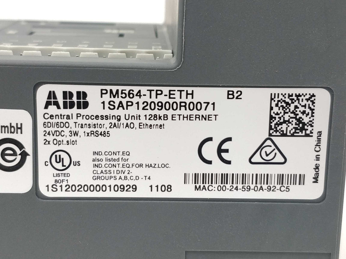 ABB 1SAP120900R0071 PM564-TP-ETH CPU