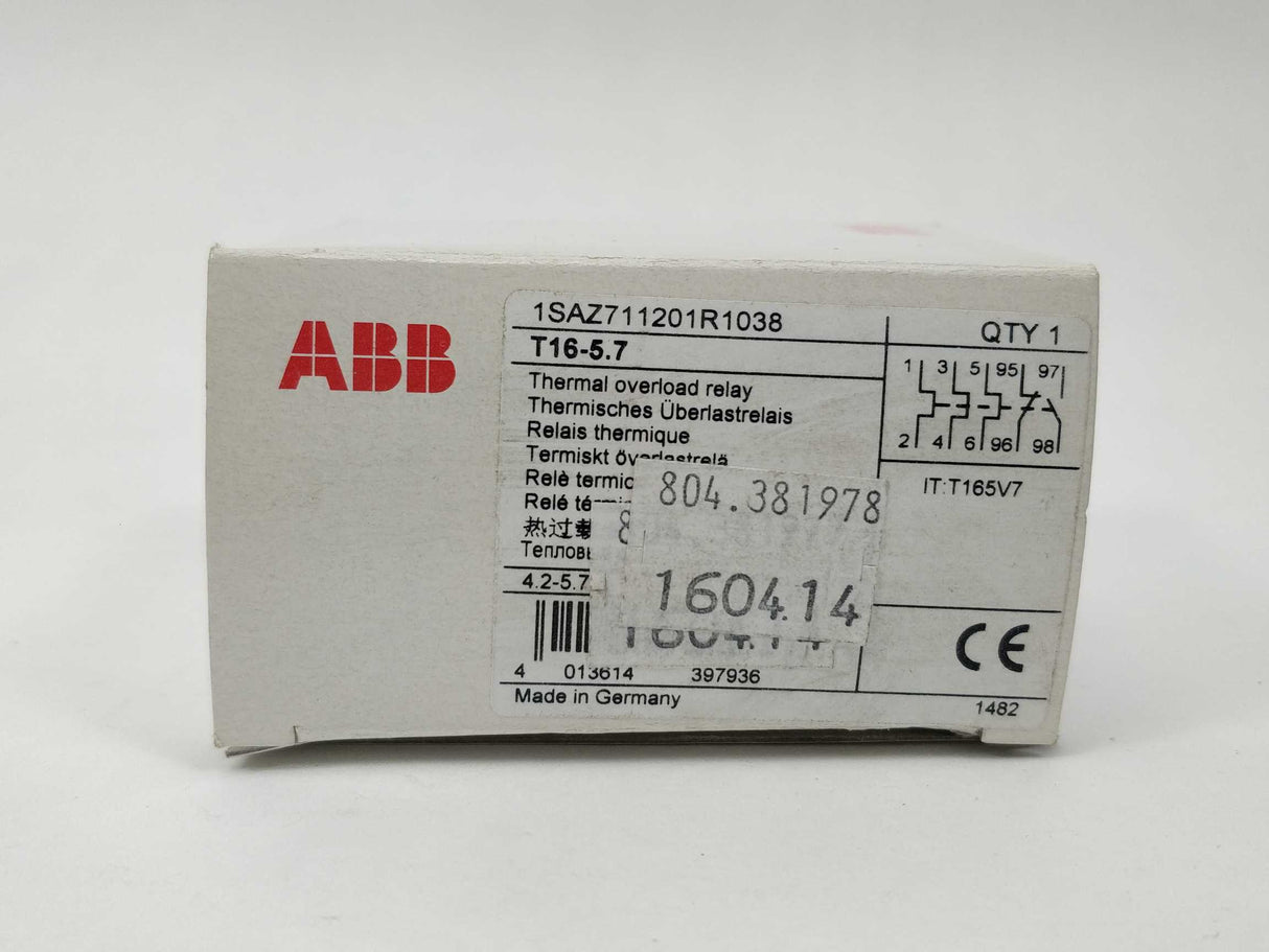 ABB 1SAZ711201R1038 T16-5.7 Thermal overload relay 4.2-5.7A