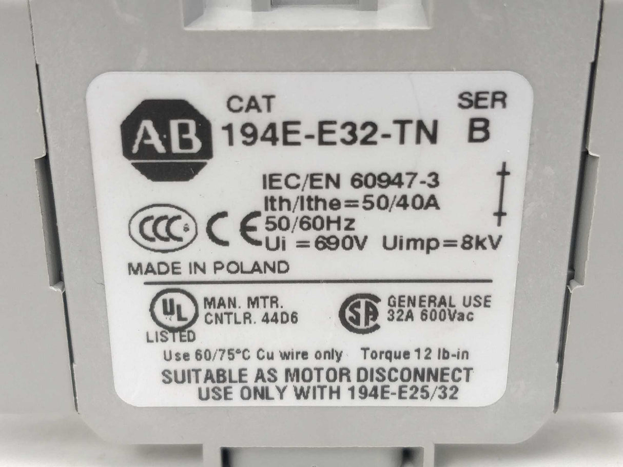 AB 194E-E32-TN Neutral Terminal Ser.B