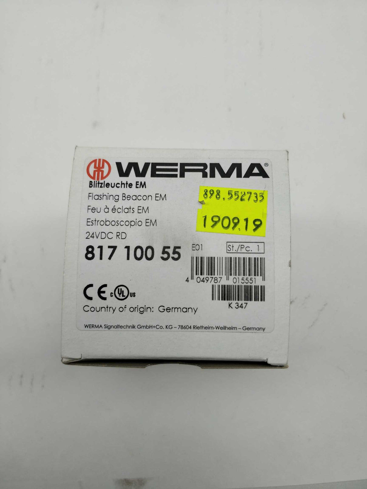 Werma 81710055 Flashing Beacon EM 24VDC RD