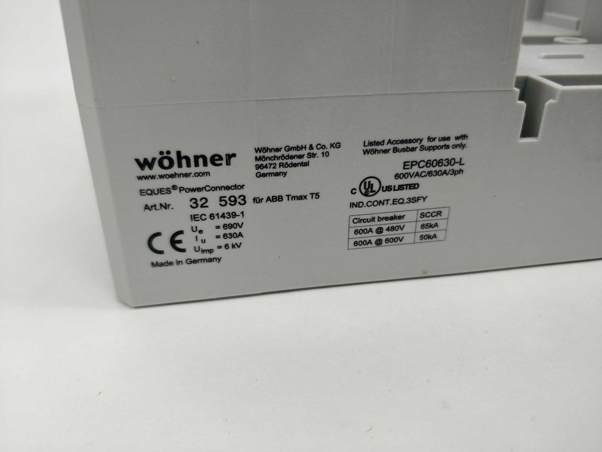 wöhner 32593 busbar adapter 580 A, 3-pole