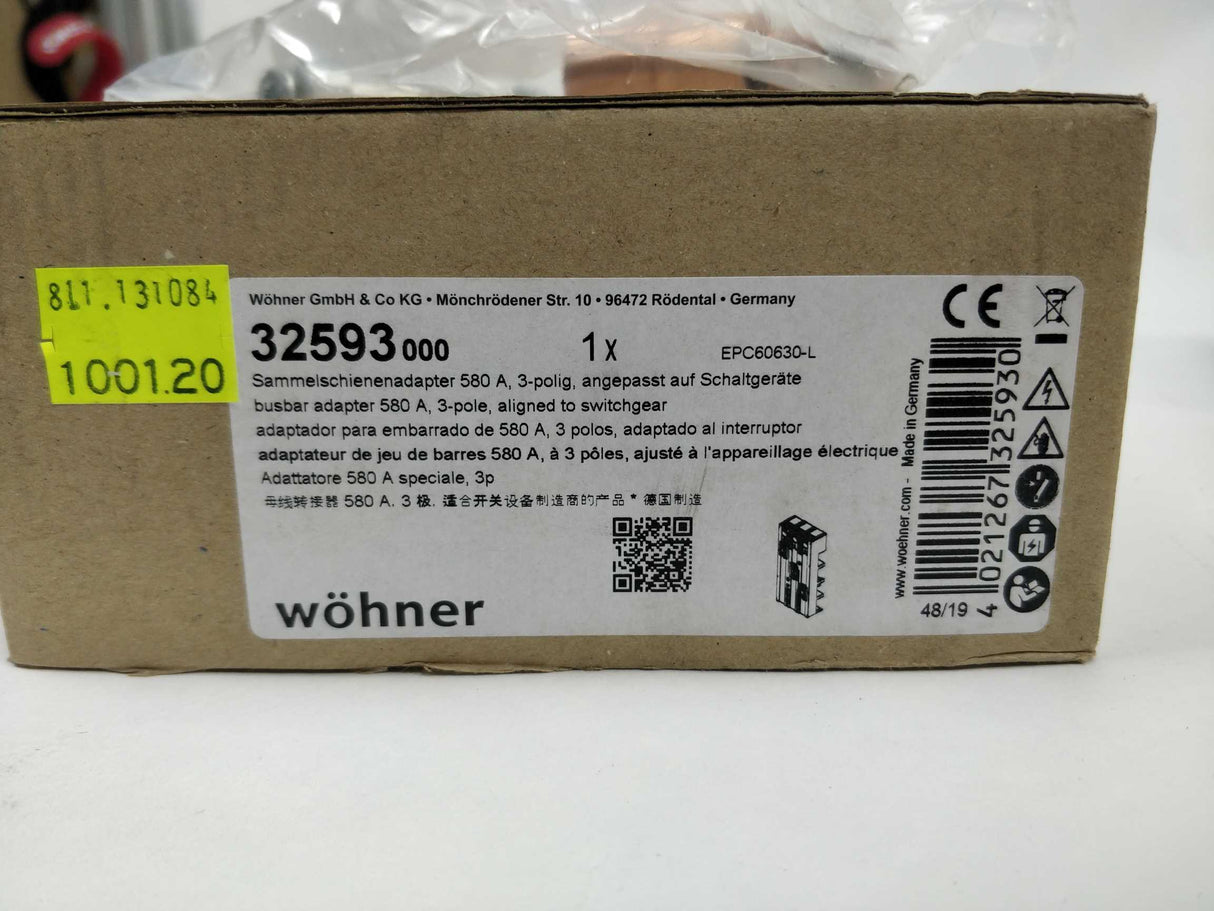 wöhner 32593 busbar adapter 580 A, 3-pole