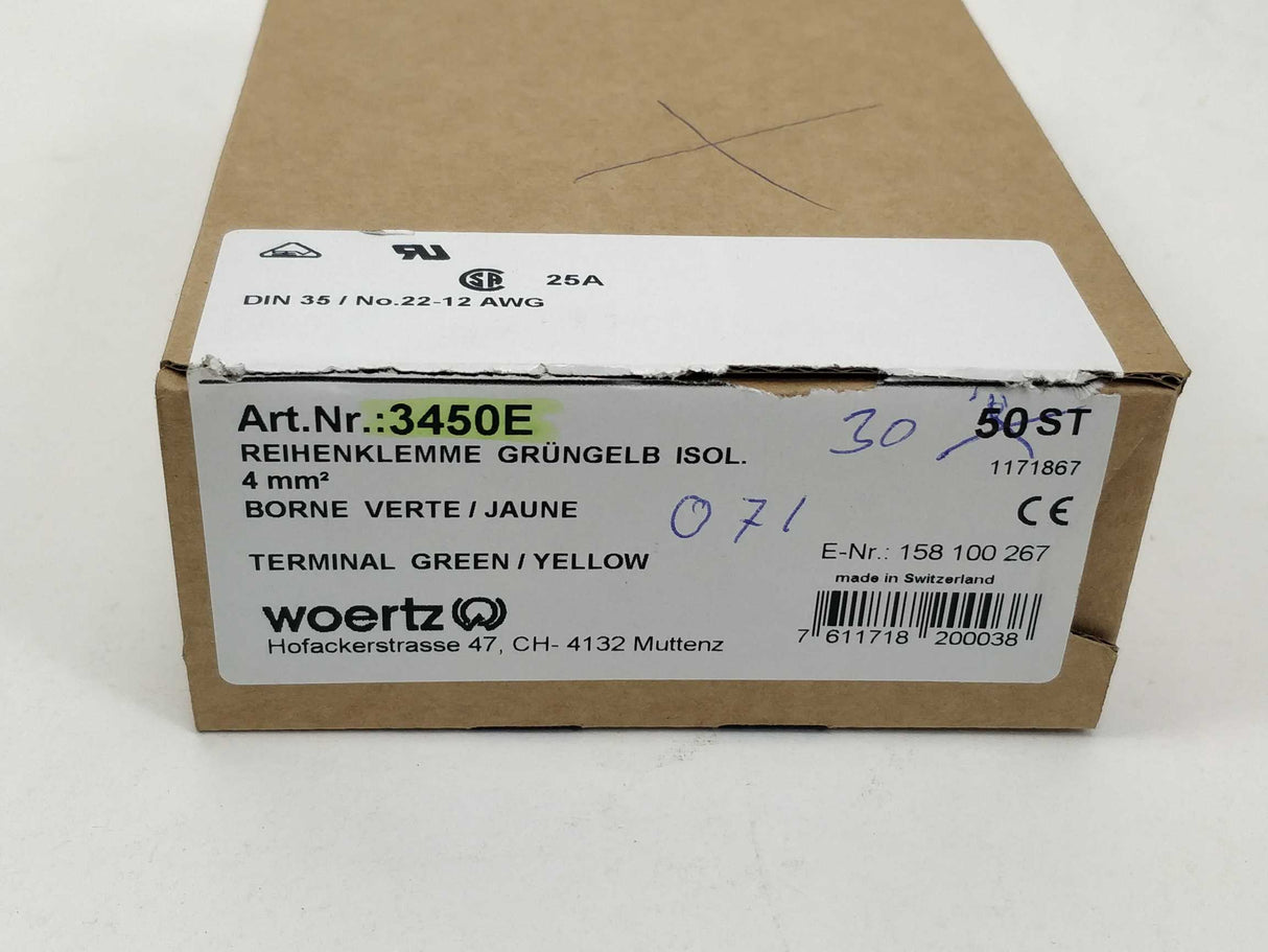 Woertz 3450E Terminal block DIN35 29 Pcs