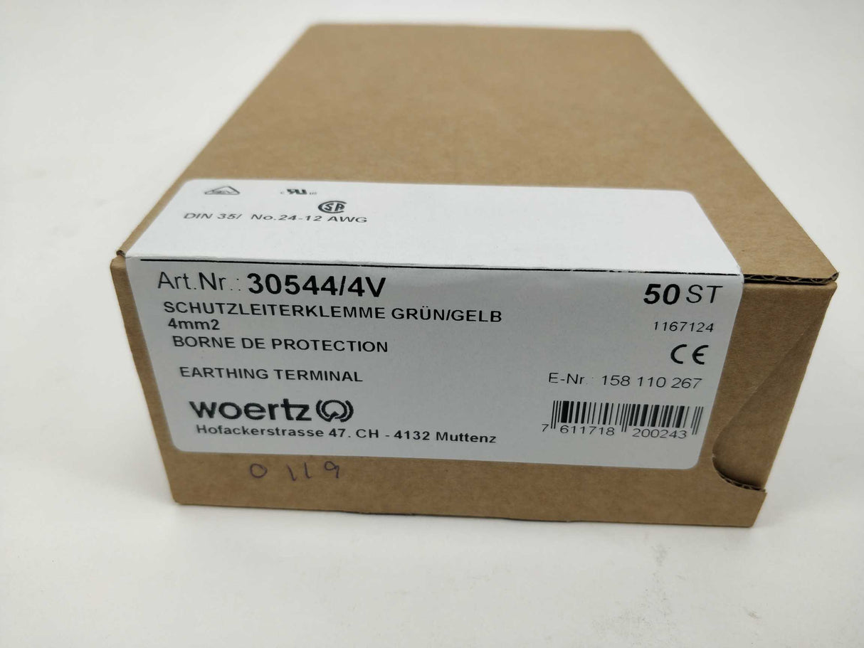 Woertz 30544/4V Earthing terminal DIN35 50 pcs