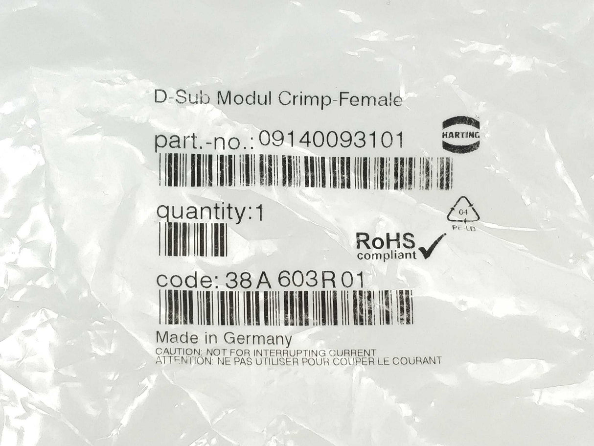 Harting 09140093101 D-SUB MODUL CRIMP