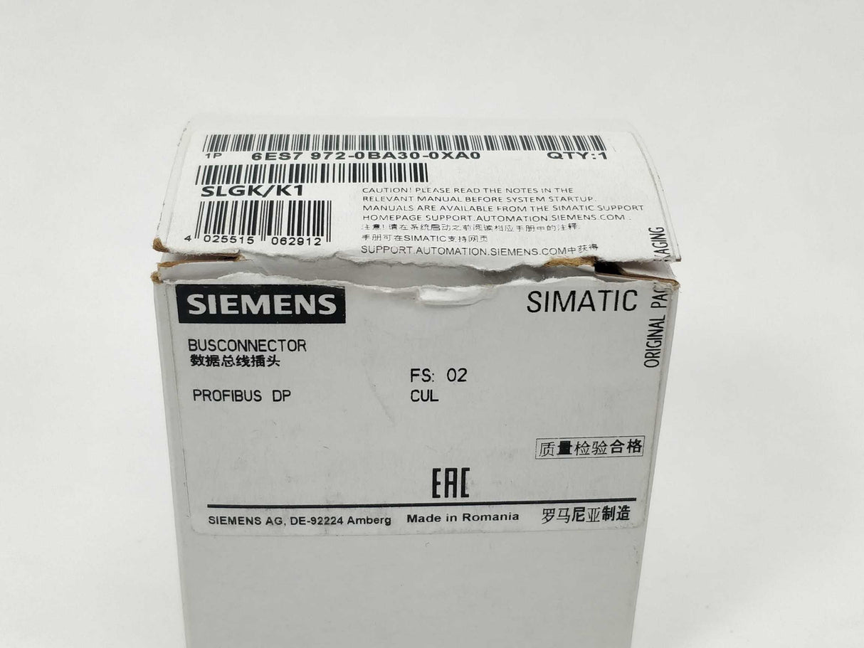 Siemens 6ES7972-0BA30-0XA0 SIMATIC DP Busconnector 2 Pcs