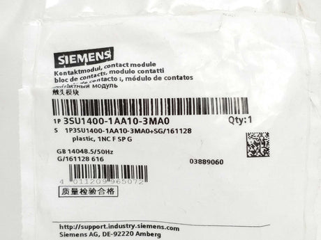 Siemens 3SU1400-1AA10-3MA0 Contact Module