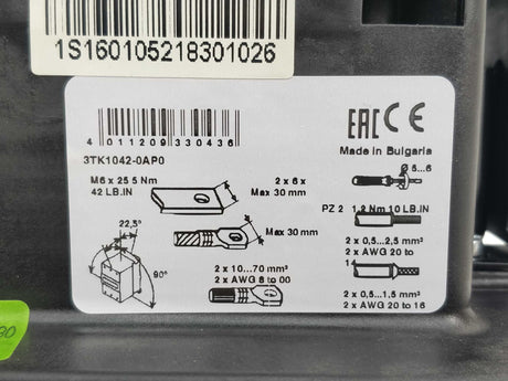 Siemens 3TK1042-0AP0 Contactor, AC-1, 4-pin 230V 50Hz