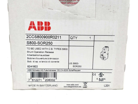 ABB 2CCS800900R0211 S800-SOR250