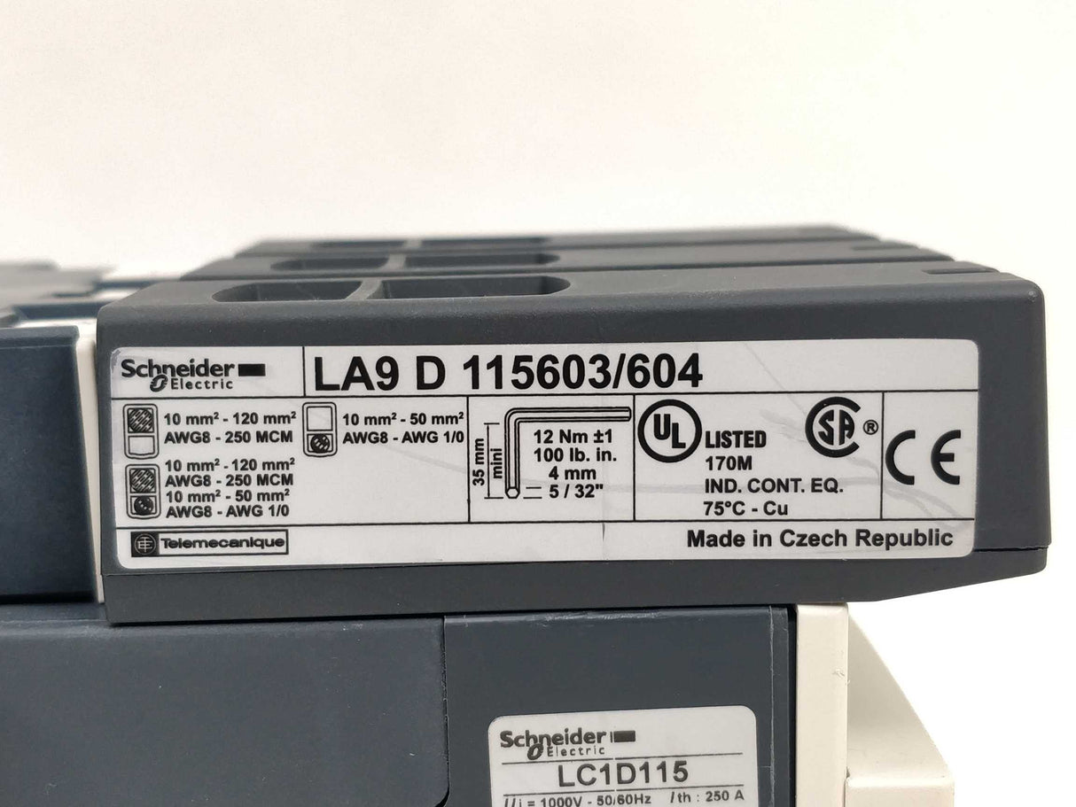 Schneider Electric LC1D115BD TeSys D Contactor 3 pole & LA9 D 115603/604