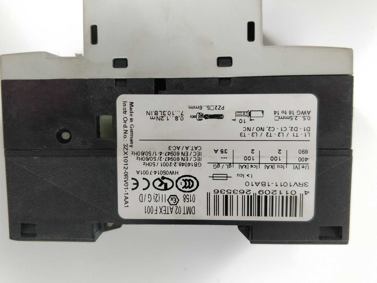 Siemens 3RV1011-1BA10 SIRIUS circuit breaker without the original package