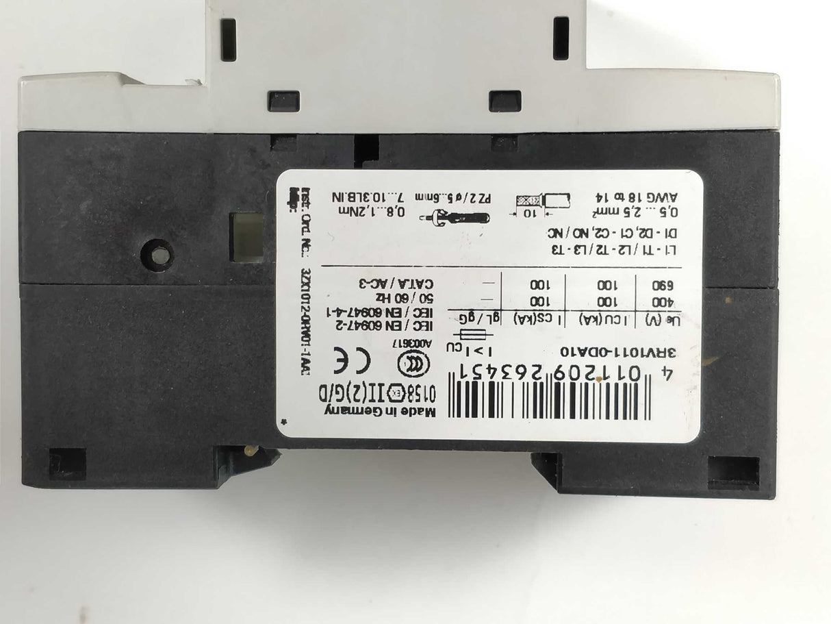 Siemens 3RV1011-0DA10 SIRIUS Circuit breaker size S00 for motor protection