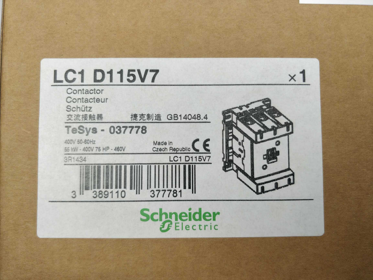 Schneider Electric LC1 D115V7 Contactor 400V 50/60Hz