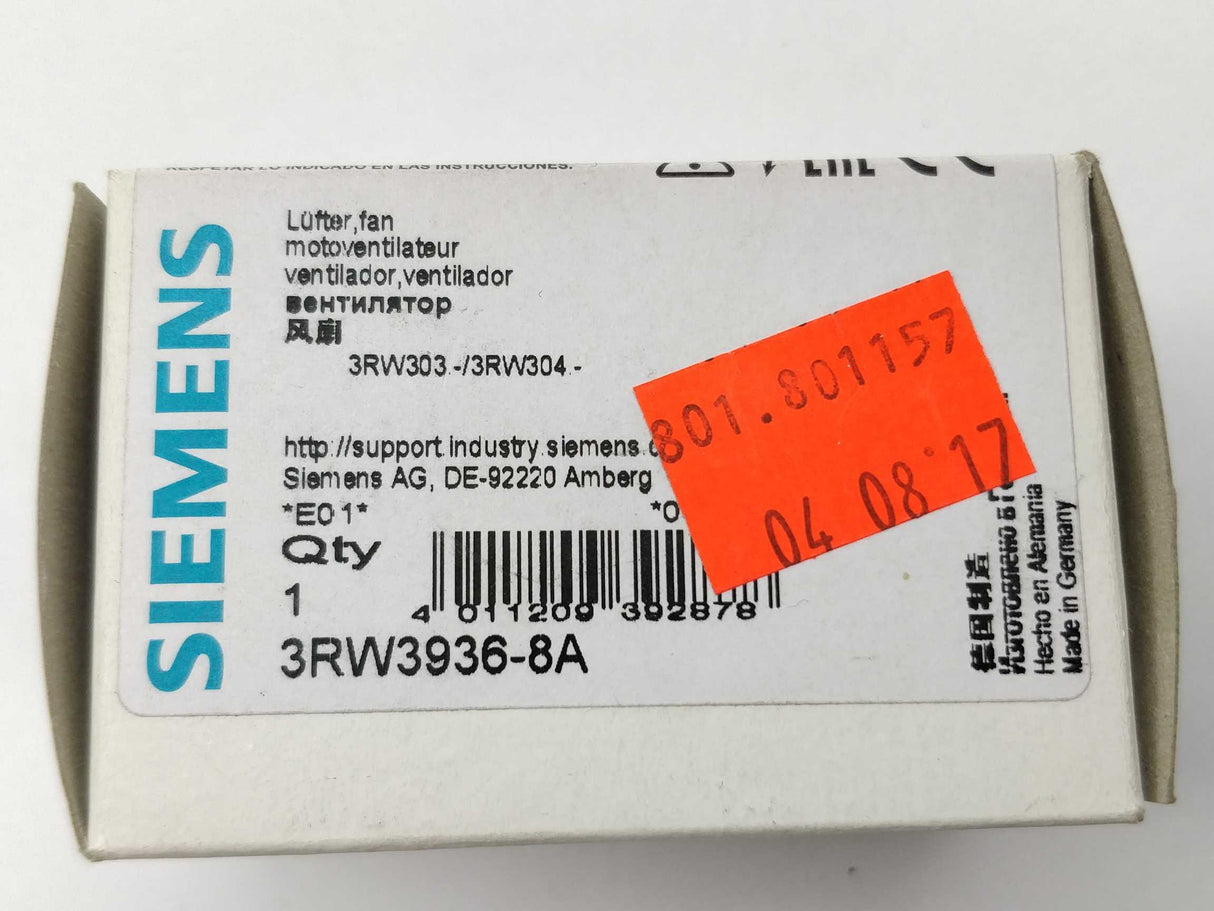 Siemens 3RW39368A Fan for SIRIUS soft starter