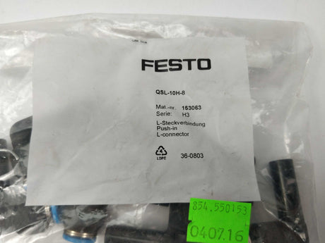 Festo QSL-10H-8 L-connector 7 pieces