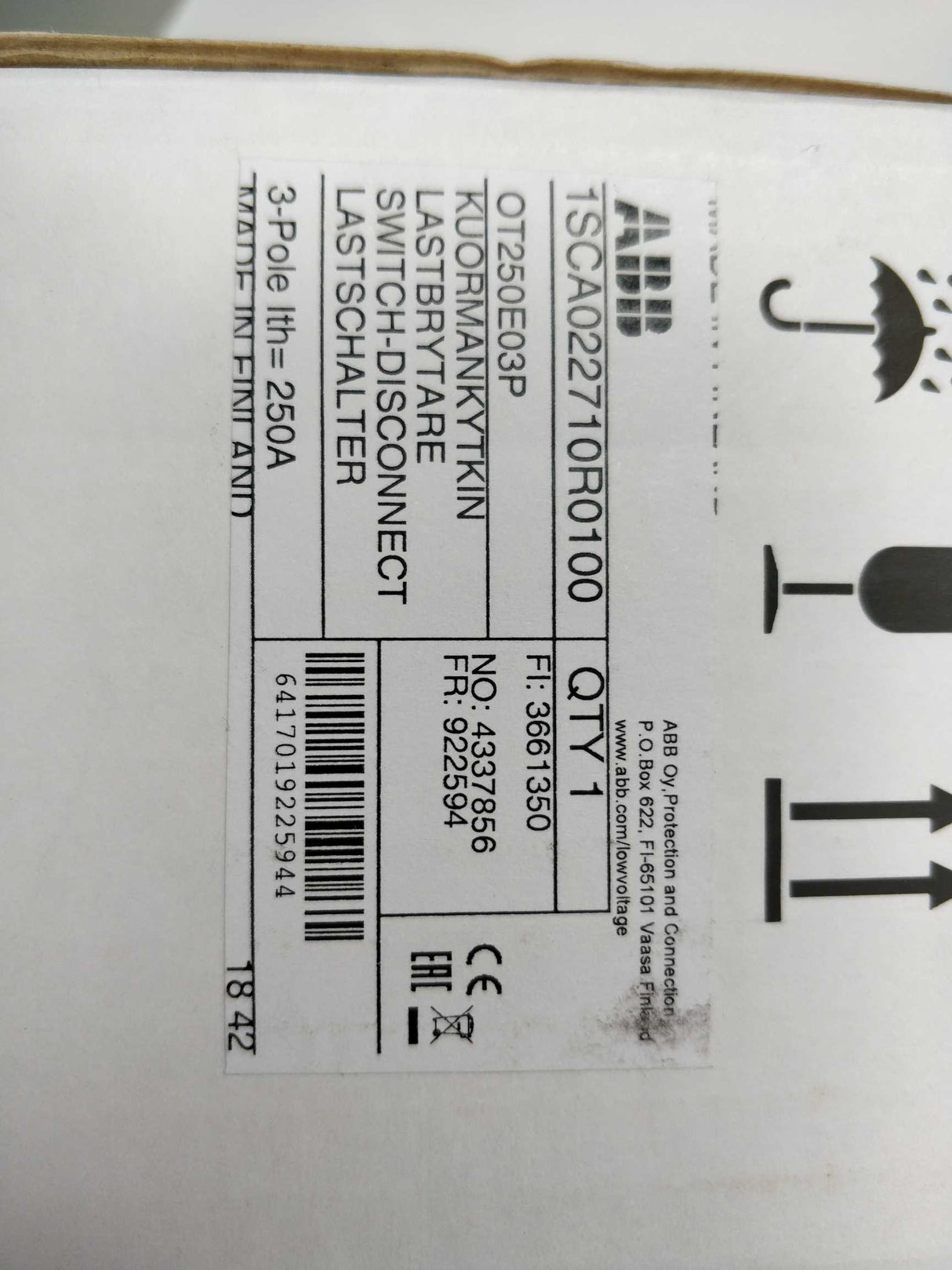 ABB 1SCA022710R0100 SWITCH-DISCONNECT