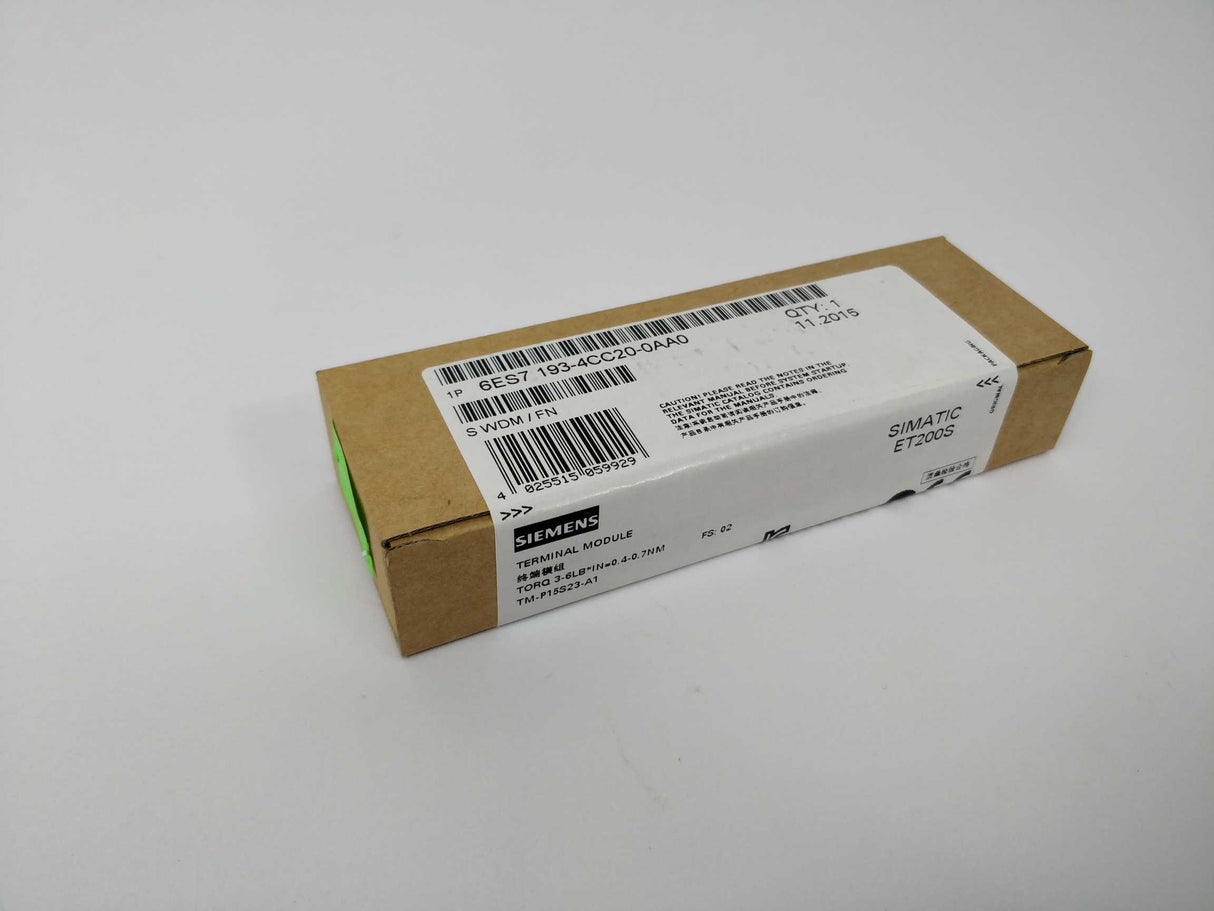 Siemens 6ES7193-4CC20-0AA0 Terminal Module TM-P15S23-A1