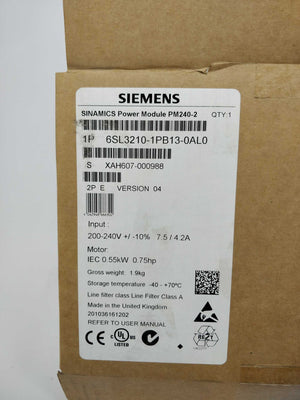 Siemens 6SL3210-1PB13-0AL0 Power Module PM240-2