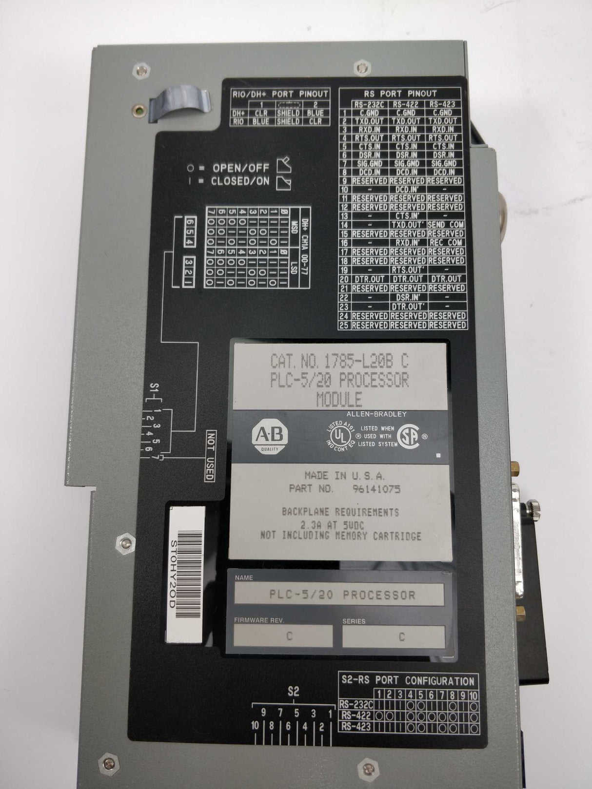 AB 1785-L20B Ser. C Firmware rev. C PLC-5/20 Proccesor module