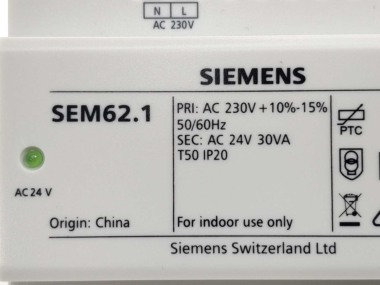 Siemens SEM62.1 Transformer AC 230V to AC 24V